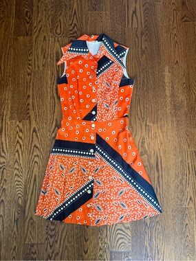 Sleeveless Orange Bandana Patchwork Mini Dress